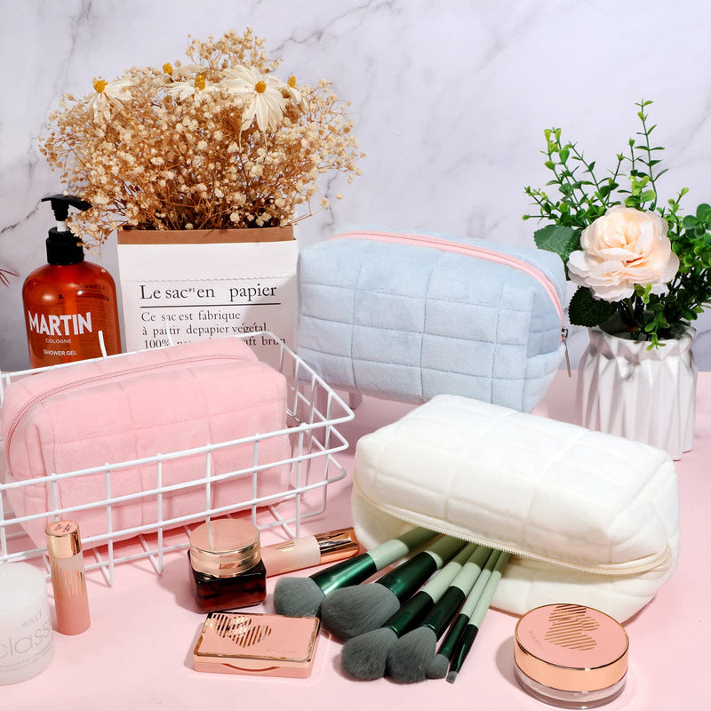 3-Piece Plush Cosmetic Bag Set / Vitta Glow