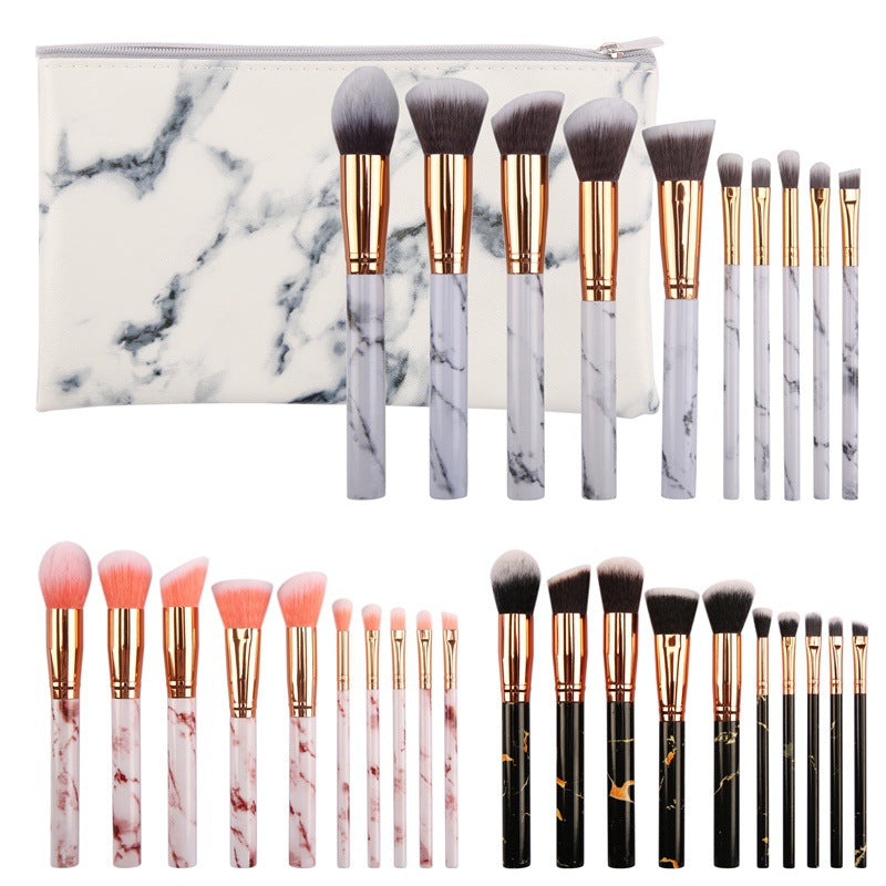 10-Piece Marble Makeup Brush Set / Vitta Glow