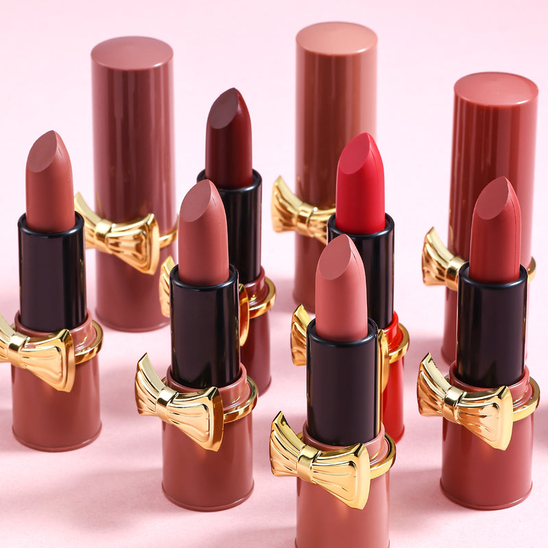 Velvet Matte Lipstick with Bow Detail / Vitta Glow
